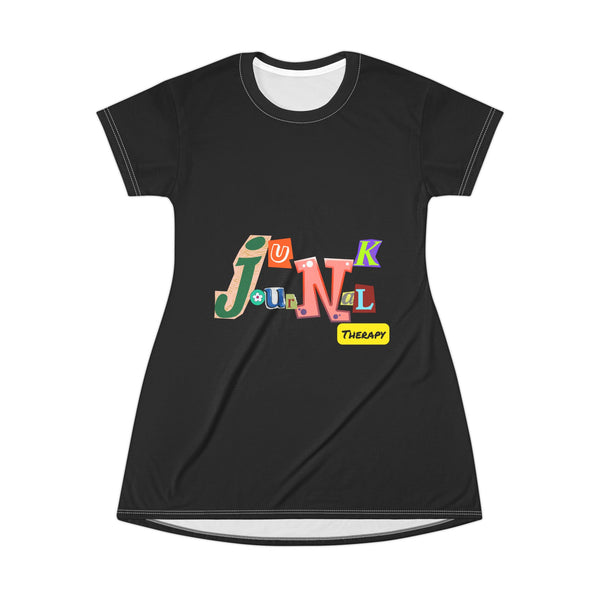 Junk Journal Therapy T-Shirt Dress - Creative Comfort for Artistic Souls